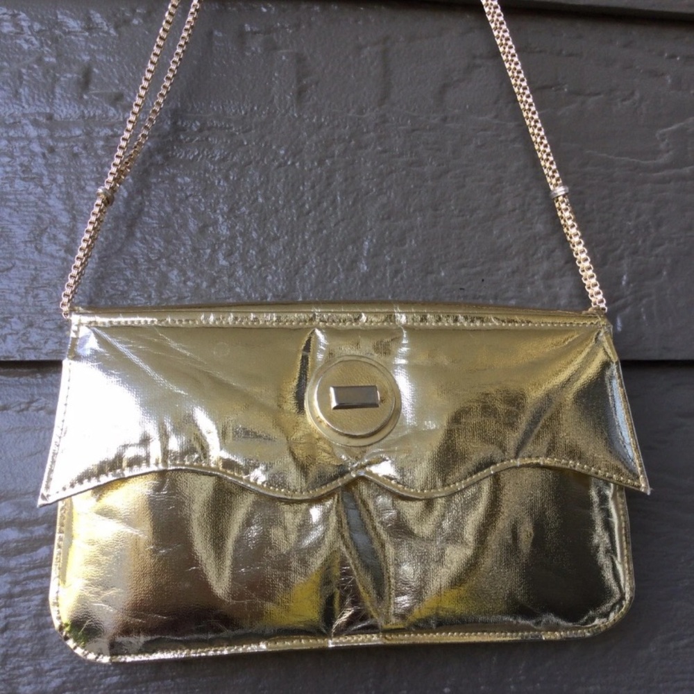 Vintage Marcus Brothers Metallic Gold Clutch Handbag Gold Metallic Clutch Bag